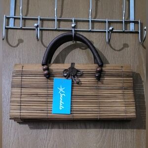 NWT Boho Sandals Bamboo Stick Tan Clutch/Handbag 6"×12"